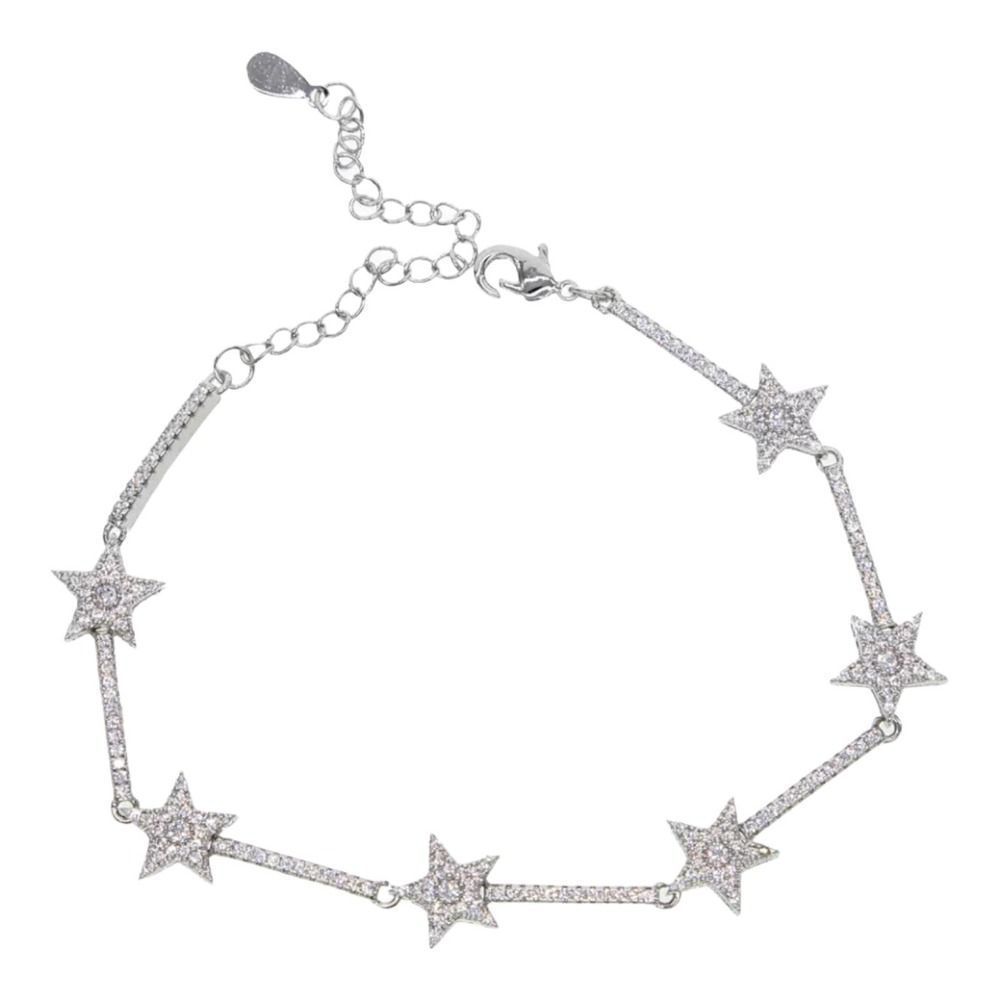 2.00cttw Round Cubic Zirconia micro-pavé Stars and Bars Tennis Bracelet 7"